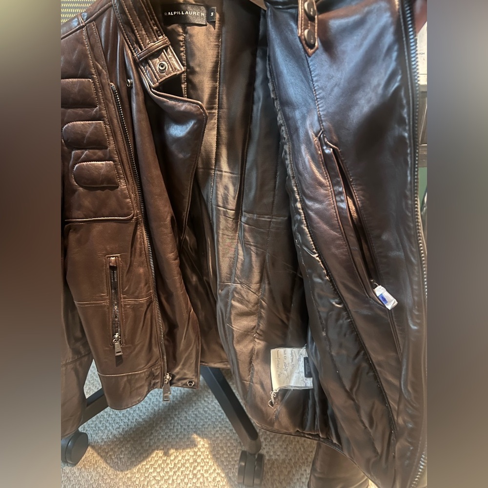Ralph Lauren Men's Dark Brown Leather Jacket - Picture 2 of 8